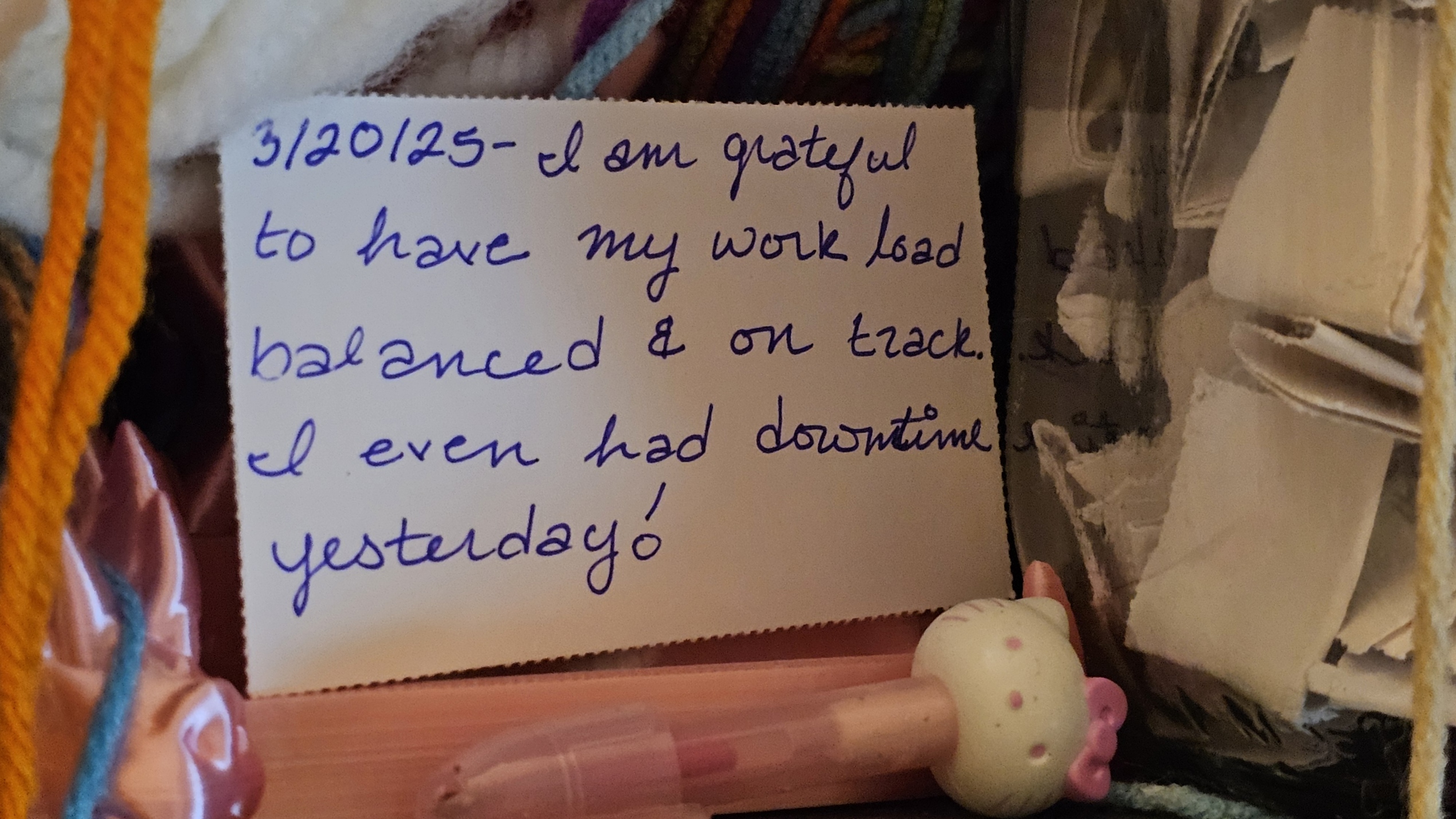 Gratitude jar entry for March 20th, 2025.