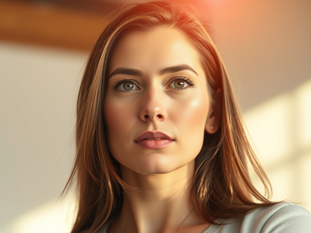 Woman confidently ignoring distractions around her