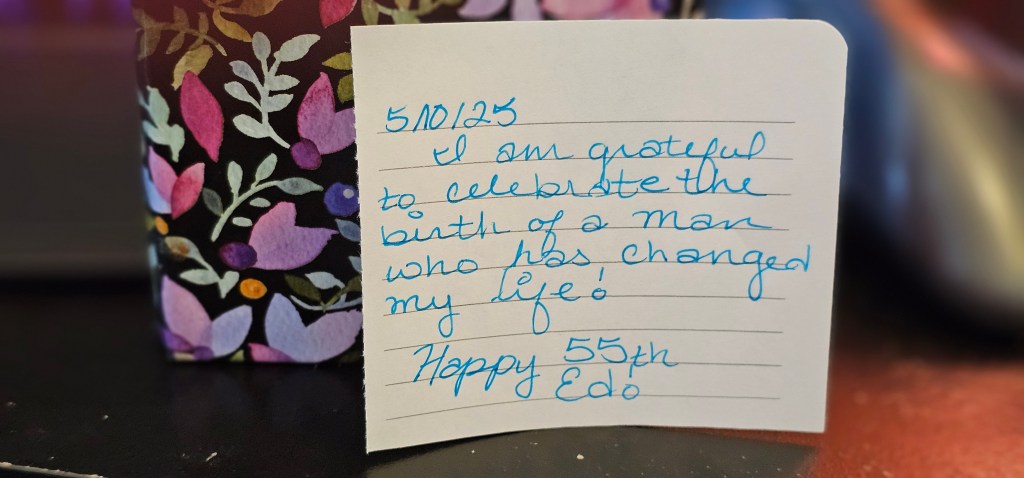 And then I was grateful for the birth of my partner in life, love, and everything…